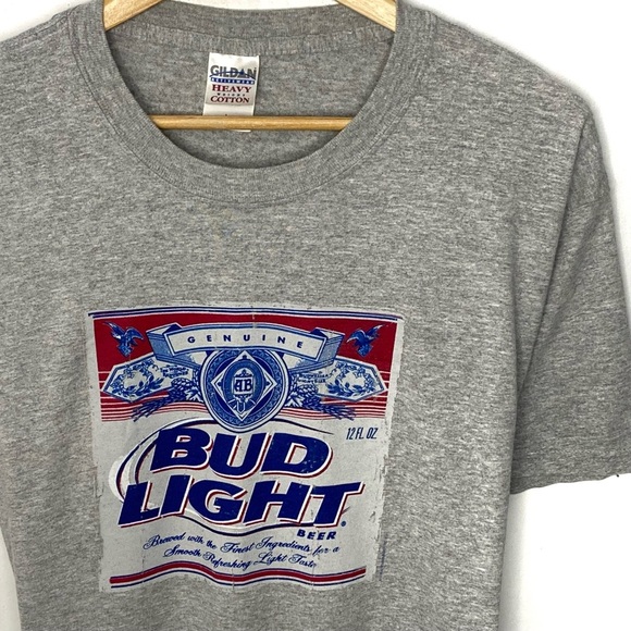Vintage Bud Light Beer Men’s Heather Gray Short Sleeve Logo T Shirt Size XL - Picture 2 of 8